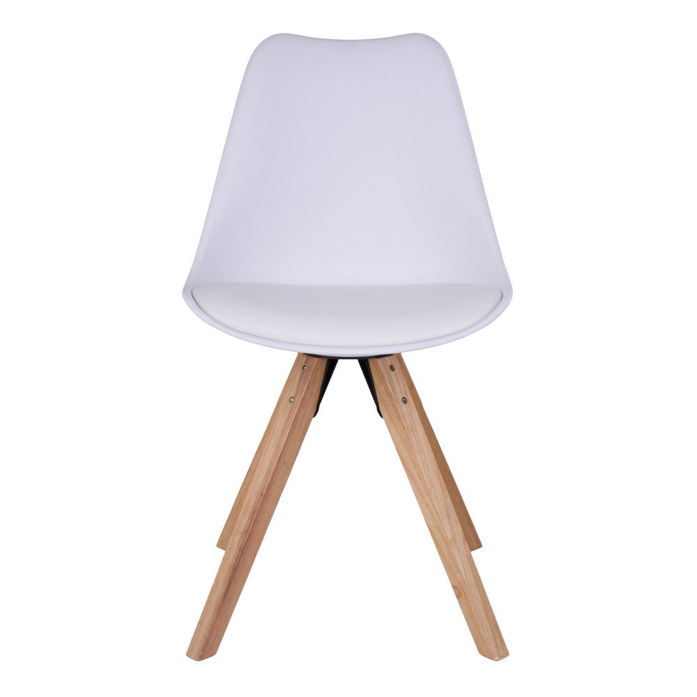 Bergen Eetkamerstoel - Eetkamerstoel, wit met naturel poten (set van 2)