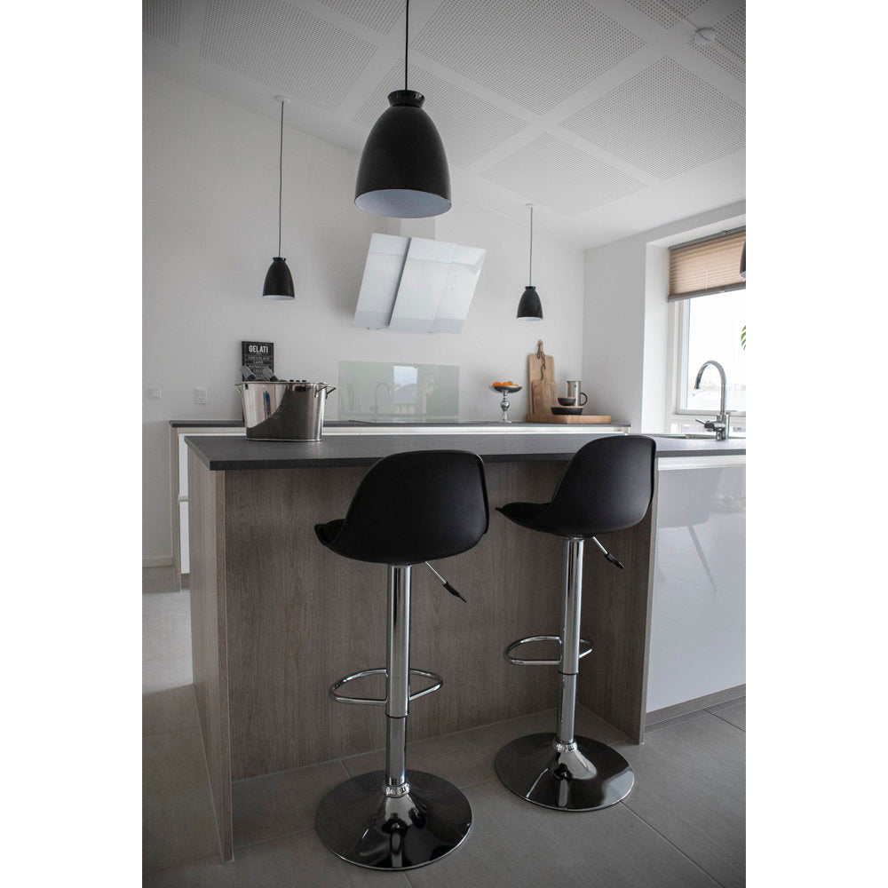 Trondheim Barkruk - Barkruk, PU-leer, zwart, chromen poten (set van 2)