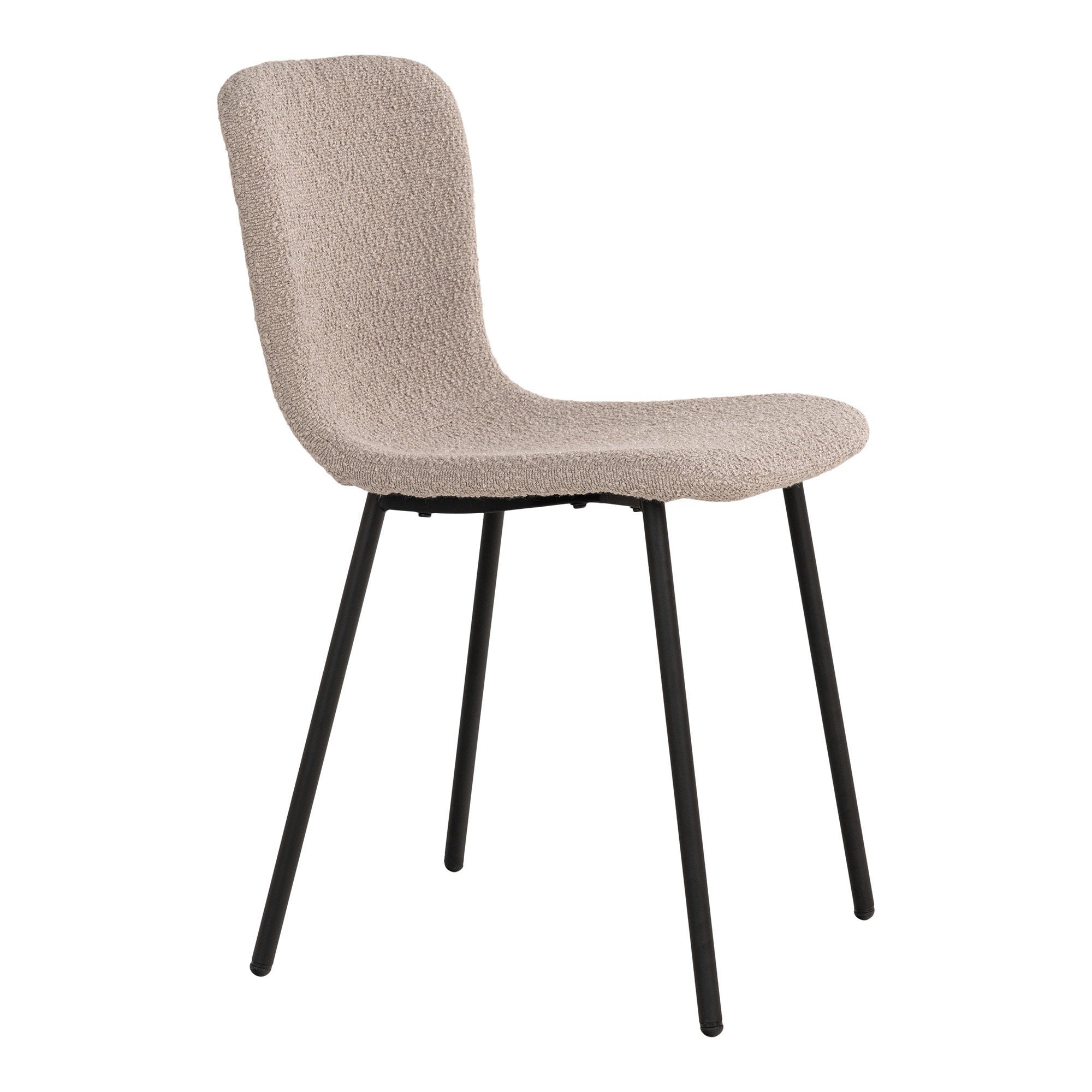 Halden Eetkamerstoel - Eetkamerstoel, bouclé, beige, zwarte poten HN1233 (set van 2)