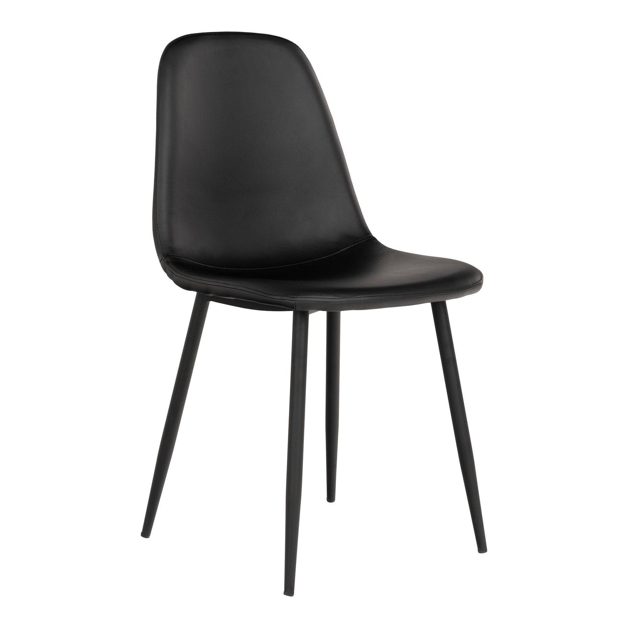 Stockholm Eetkamerstoel - Eetkamerstoel, PU-leer, zwart, zwarte poten HN1225 (set van 2)