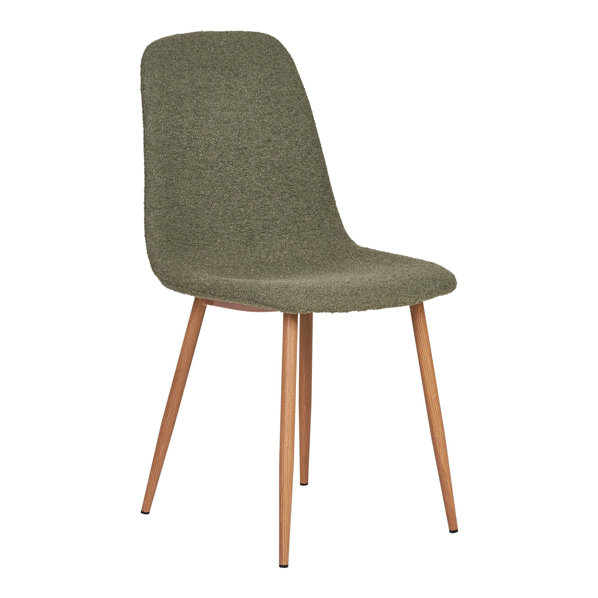 Stockholm Eetkamerstoel - Eetkamerstoel, bouclé, donkergroen, poten in houtlook HN1236 (set van 2)