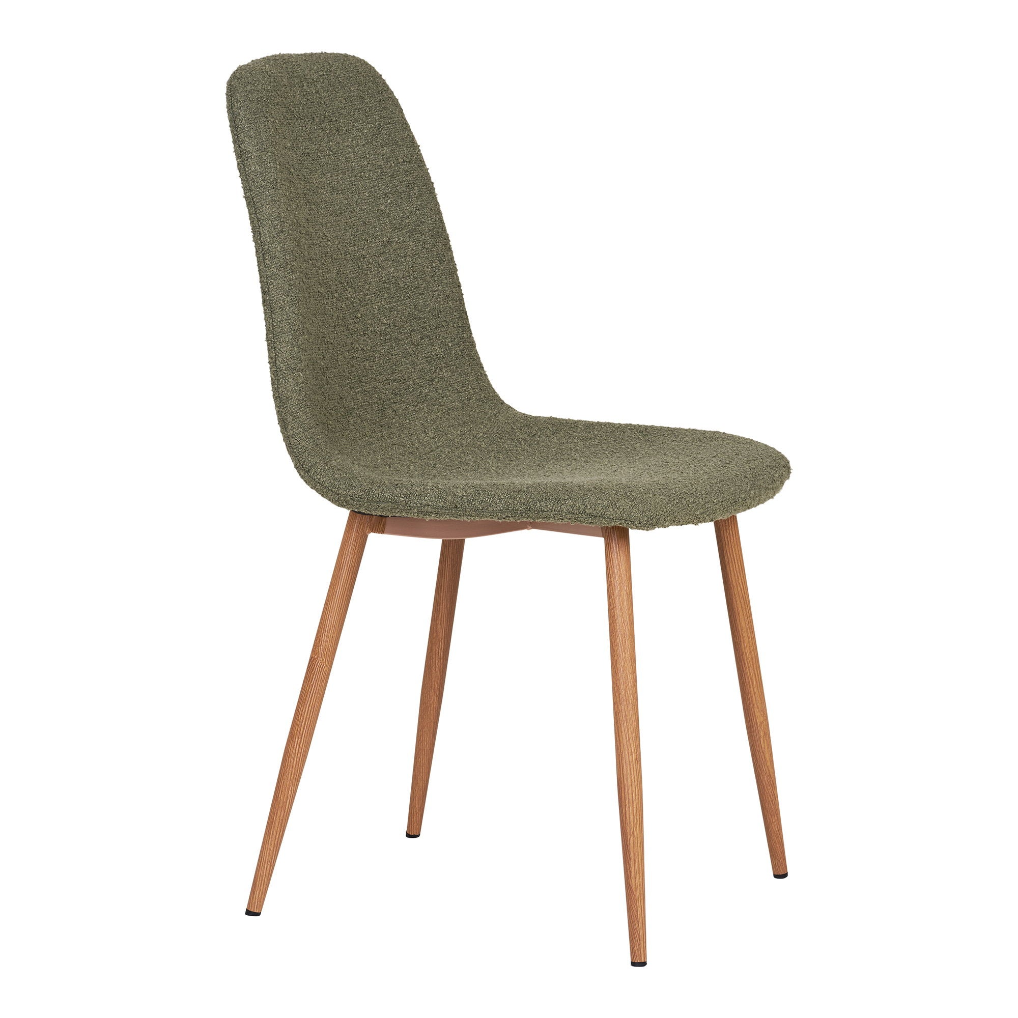 Stockholm Eetkamerstoel - Eetkamerstoel, bouclé, donkergroen, poten in houtlook HN1236 (set van 2)