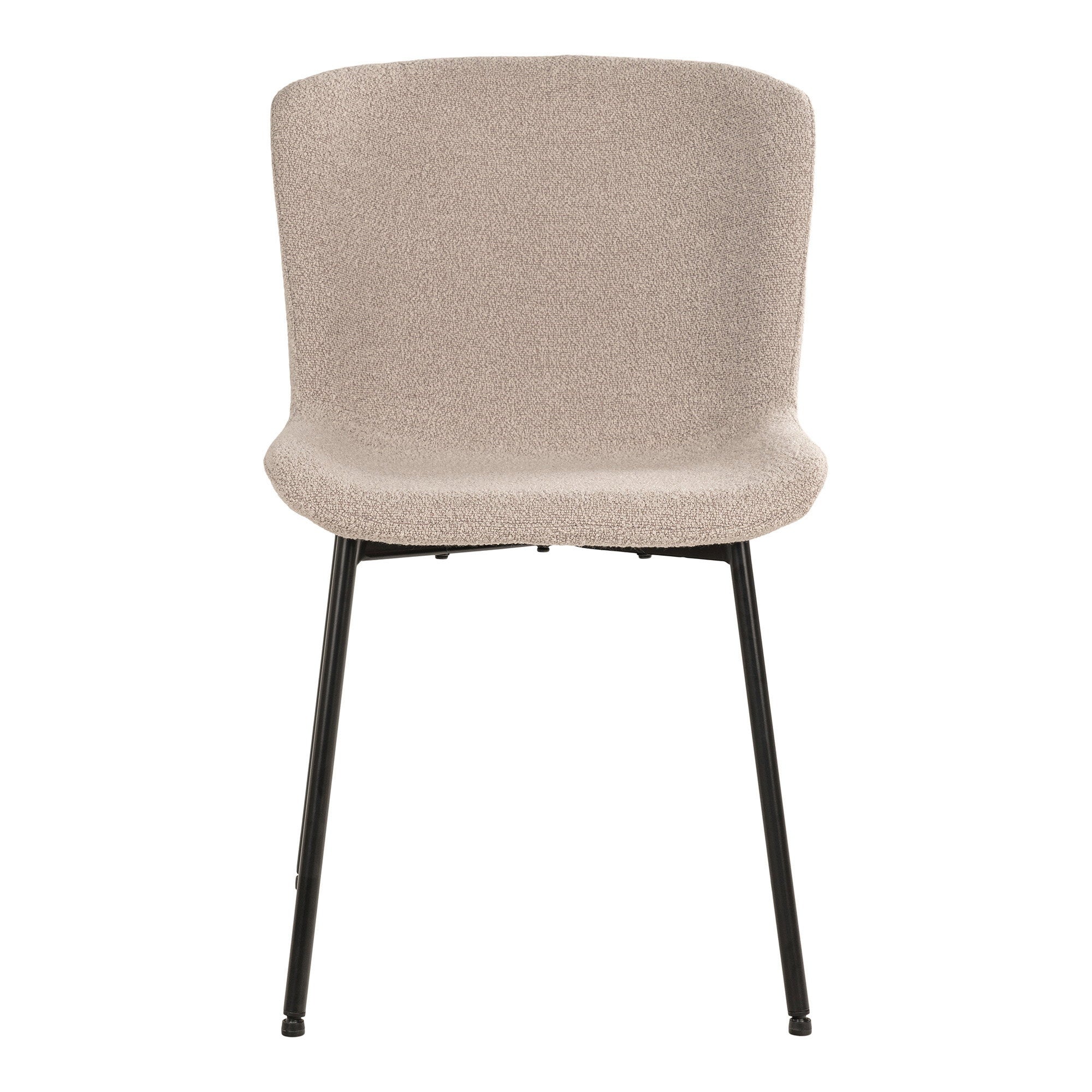 Maceda eetkamerstoel - Eetkamerstoel, bouclé, beige, zwarte poten HN1239 (set van 2)