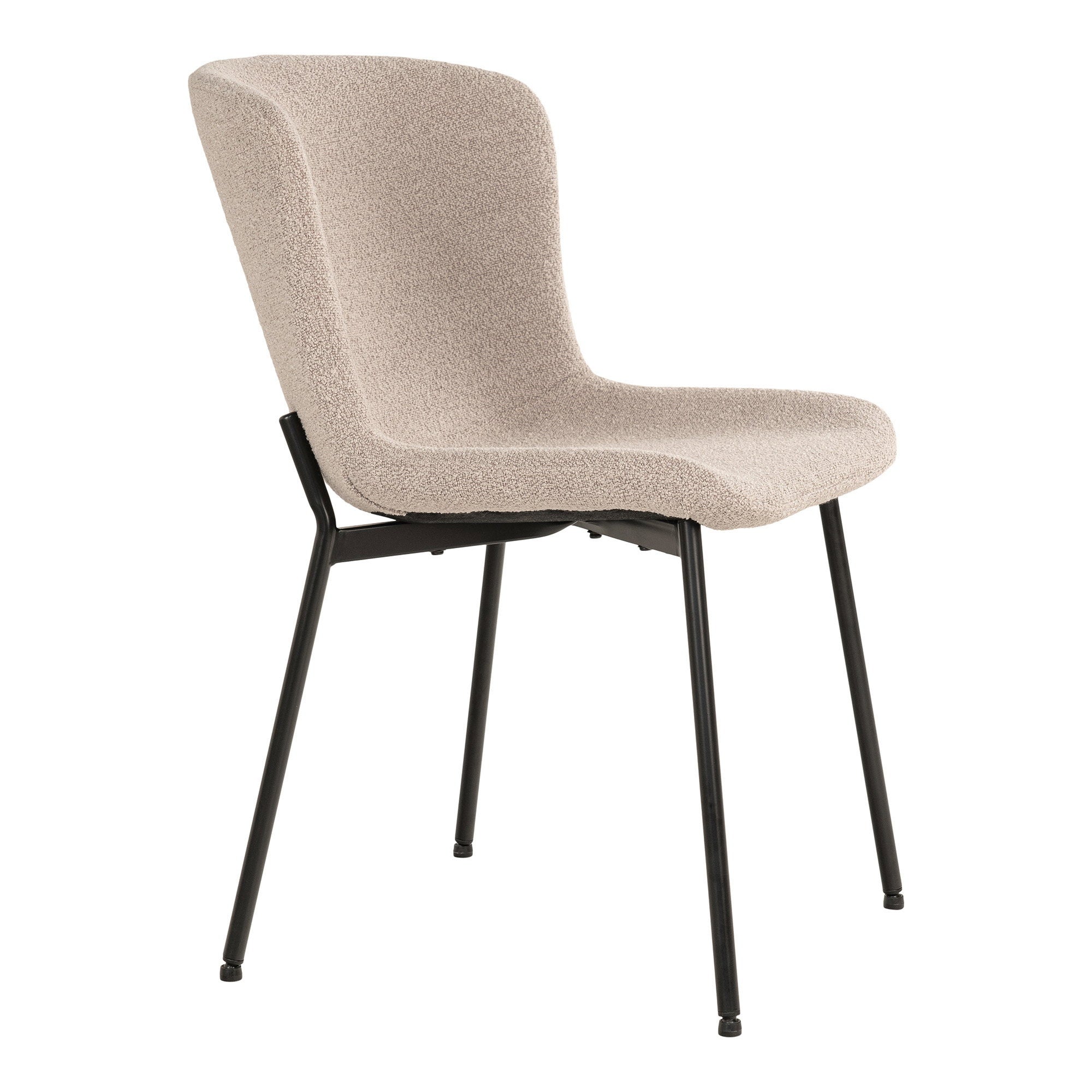 Maceda eetkamerstoel - Eetkamerstoel, bouclé, beige, zwarte poten HN1239 (set van 2)
