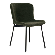 Maceda Dining Chair - Eetkamerstoel, bouclé, donkergroen, zwarte poten HN1241 (set van 2)