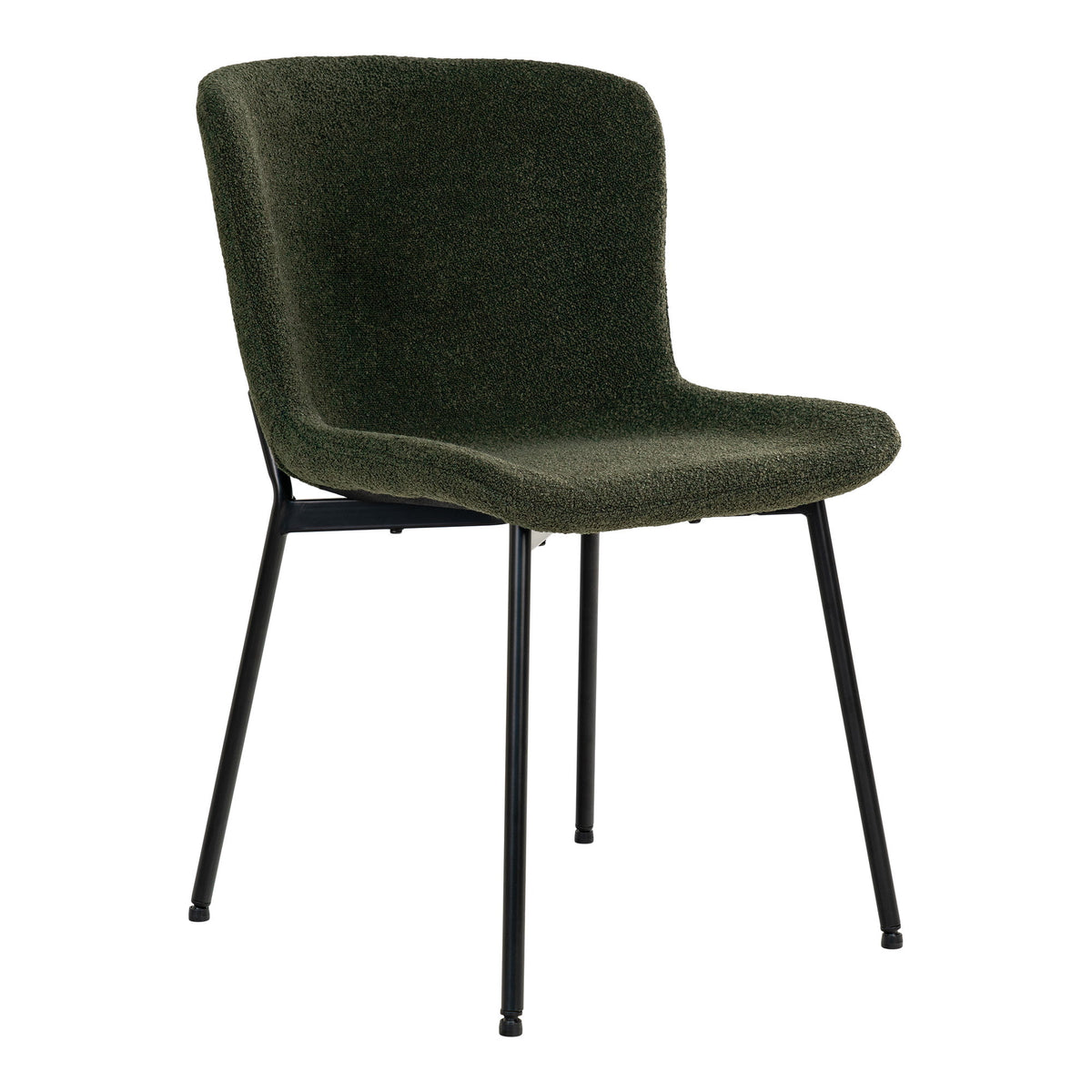 Maceda Dining Chair - Eetkamerstoel, bouclé, donkergroen, zwarte poten HN1241 (set van 2)
