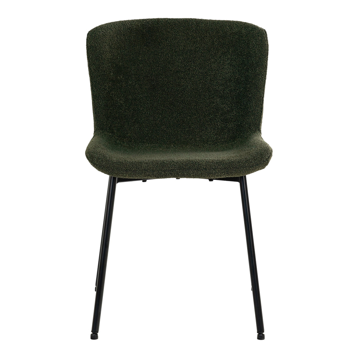 Maceda Dining Chair - Eetkamerstoel, bouclé, donkergroen, zwarte poten HN1241 (set van 2)