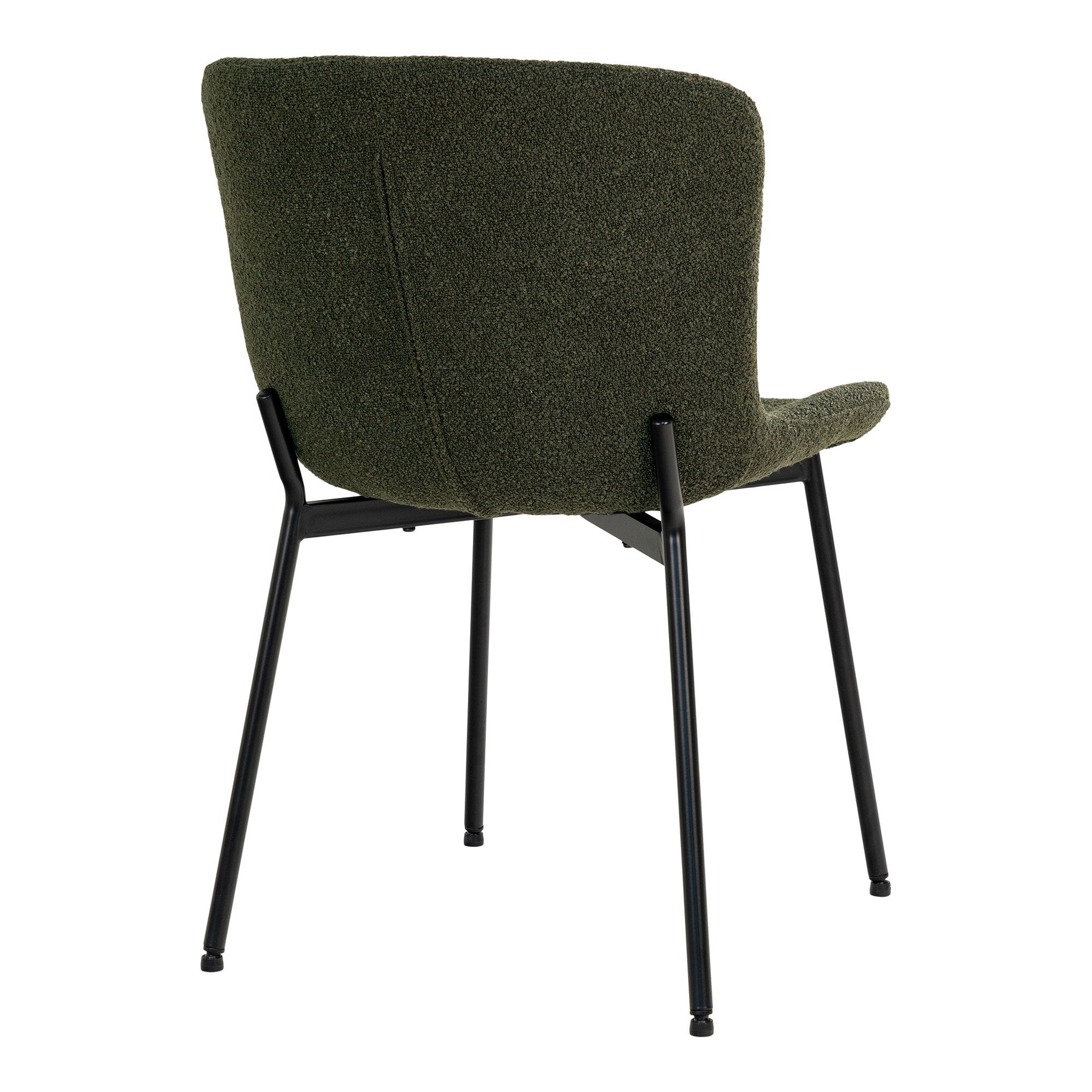 Maceda Dining Chair - Eetkamerstoel, bouclé, donkergroen, zwarte poten HN1241 (set van 2)