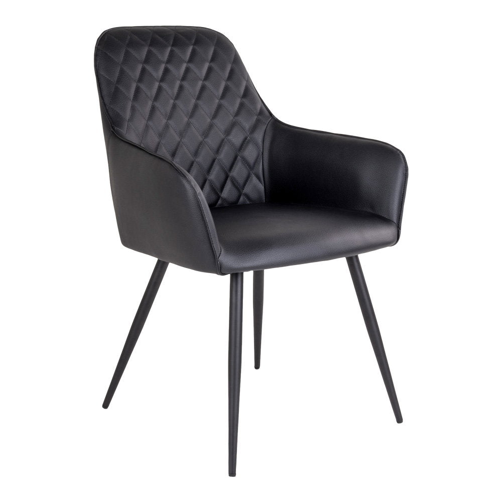 Harbo Dining Chair - Eetkamerstoel, PU-leer, zwart, zwarte poten HN1223 (set van 2)