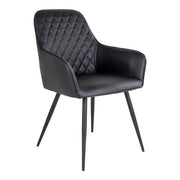 Harbo Dining Chair - Eetkamerstoel, PU-leer, zwart, zwarte poten HN1223 (set van 2)