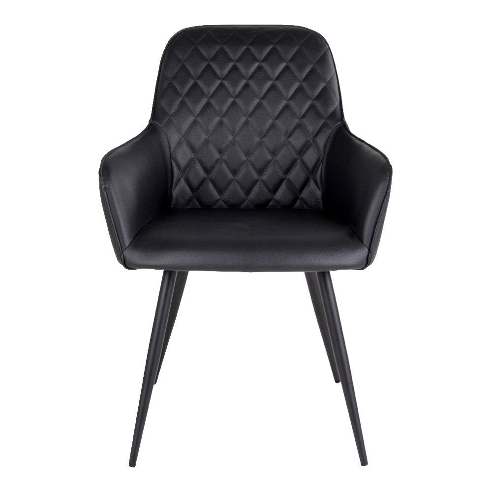 Harbo Dining Chair - Eetkamerstoel, PU-leer, zwart, zwarte poten HN1223 (set van 2)