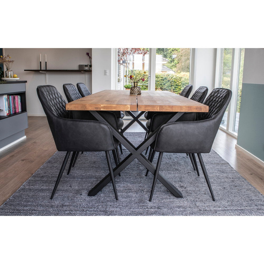 Harbo Dining Chair - Eetkamerstoel, PU-leer, zwart, zwarte poten HN1223 (set van 2)