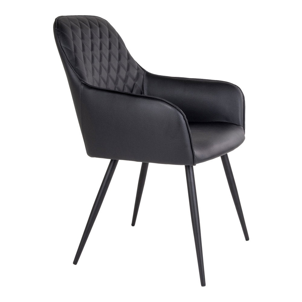 Harbo Dining Chair - Eetkamerstoel, PU-leer, zwart, zwarte poten HN1223 (set van 2)