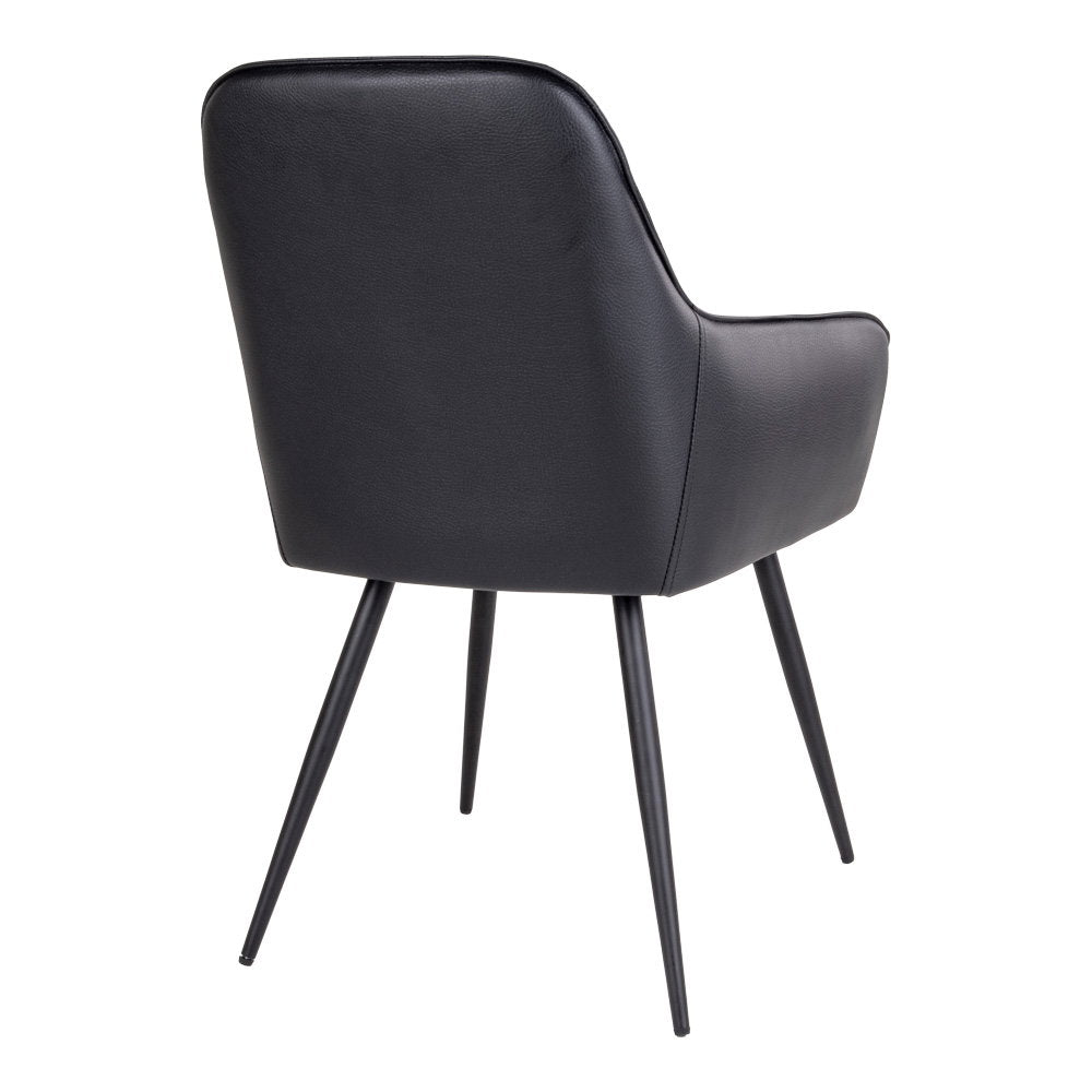 Harbo Dining Chair - Eetkamerstoel, PU-leer, zwart, zwarte poten HN1223 (set van 2)