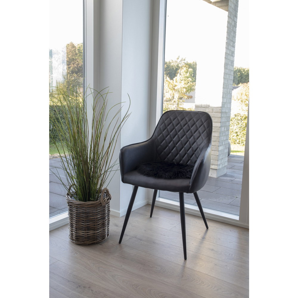 Harbo Dining Chair - Eetkamerstoel, PU-leer, zwart, zwarte poten HN1223 (set van 2)
