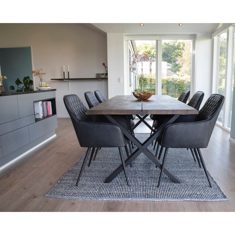 Harbo Dining Chair - Eetkamerstoel, PU-leer, zwart, zwarte poten HN1223 (set van 2)