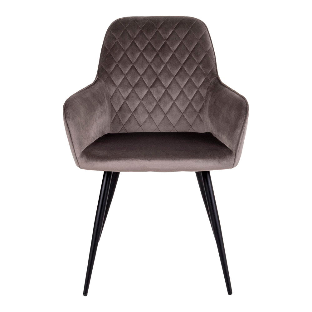 Harbo Dining Chair - Eetkamerstoel, fluweel, taupe, zwarte poten HN1208 (set van 2)