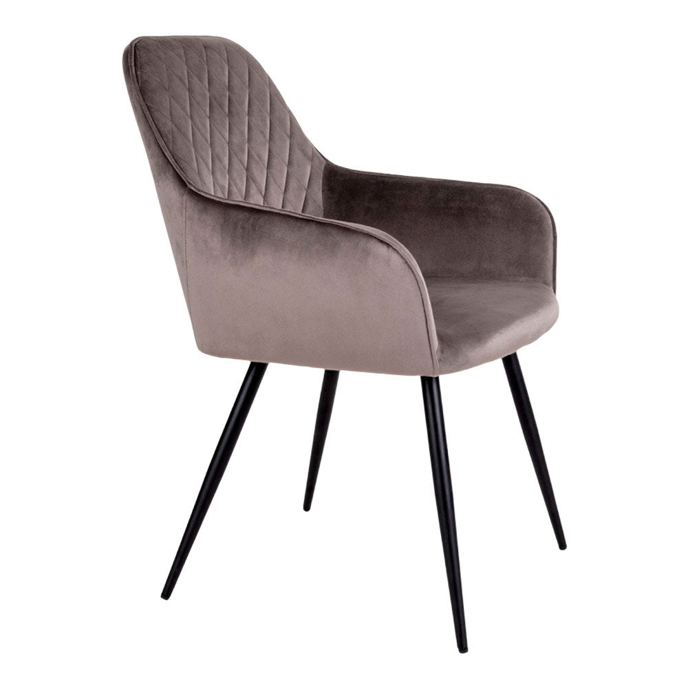 Harbo Dining Chair - Eetkamerstoel, fluweel, taupe, zwarte poten HN1208 (set van 2)