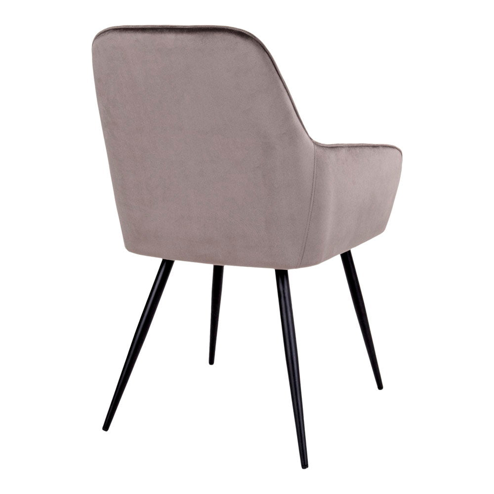 Harbo Dining Chair - Eetkamerstoel, fluweel, taupe, zwarte poten HN1208 (set van 2)