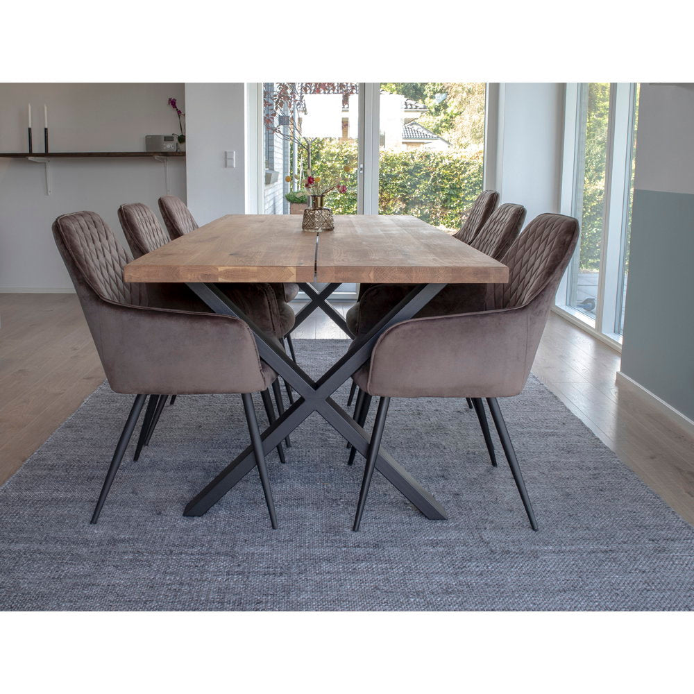 Harbo Dining Chair - Eetkamerstoel, fluweel, taupe, zwarte poten HN1208 (set van 2)
