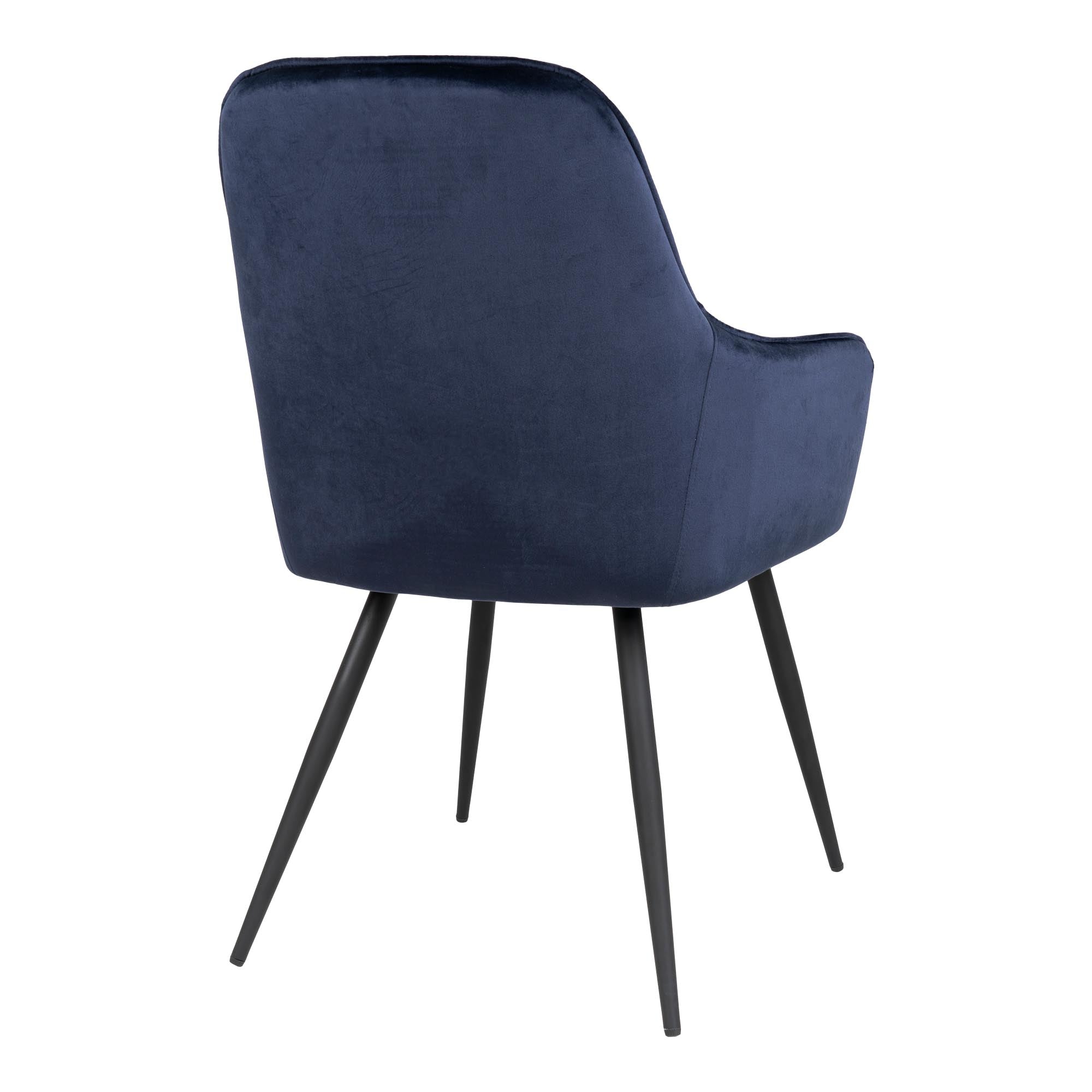 Harbo Dining Chair - eetkamerstoel, fluweel, blauw, zwarte poten HN1205 (set van 2)