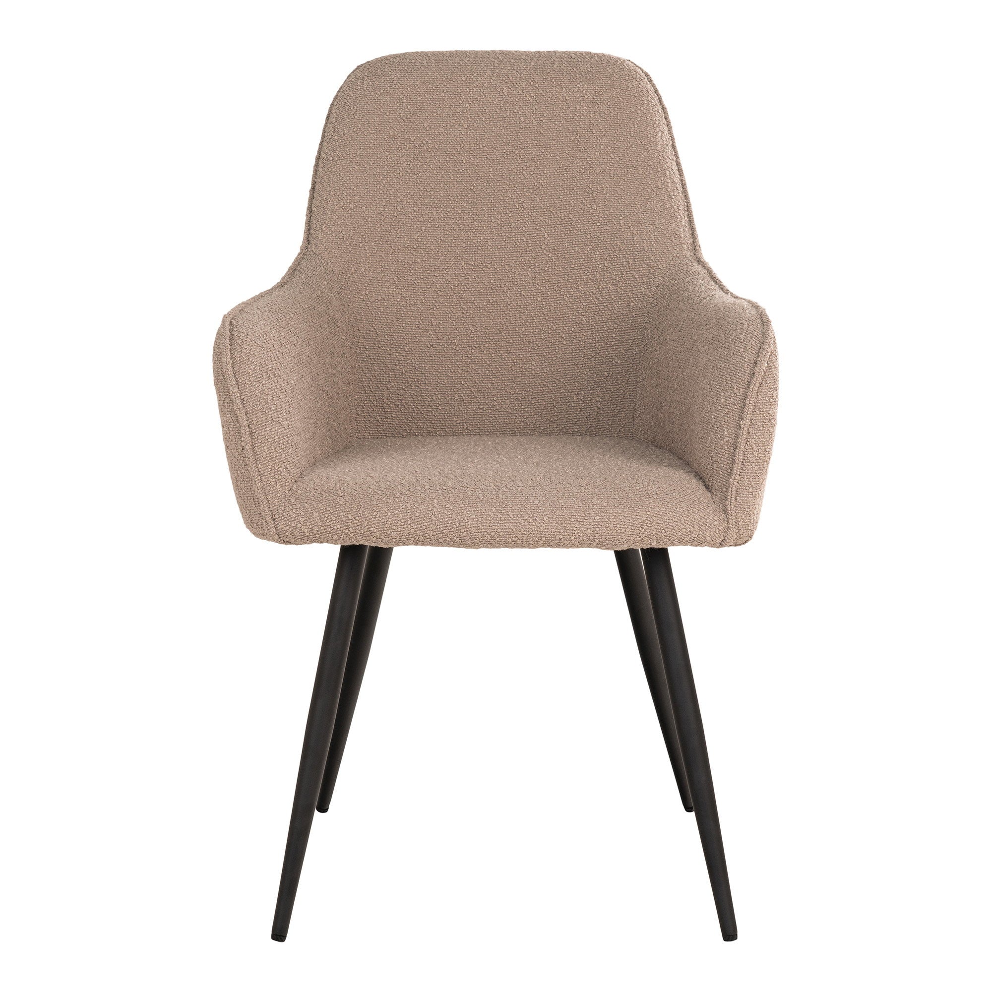 Harbo Eetkamerstoel - Eetkamerstoel, bouclé, beige, zwarte poten HN1233 (set van 2)