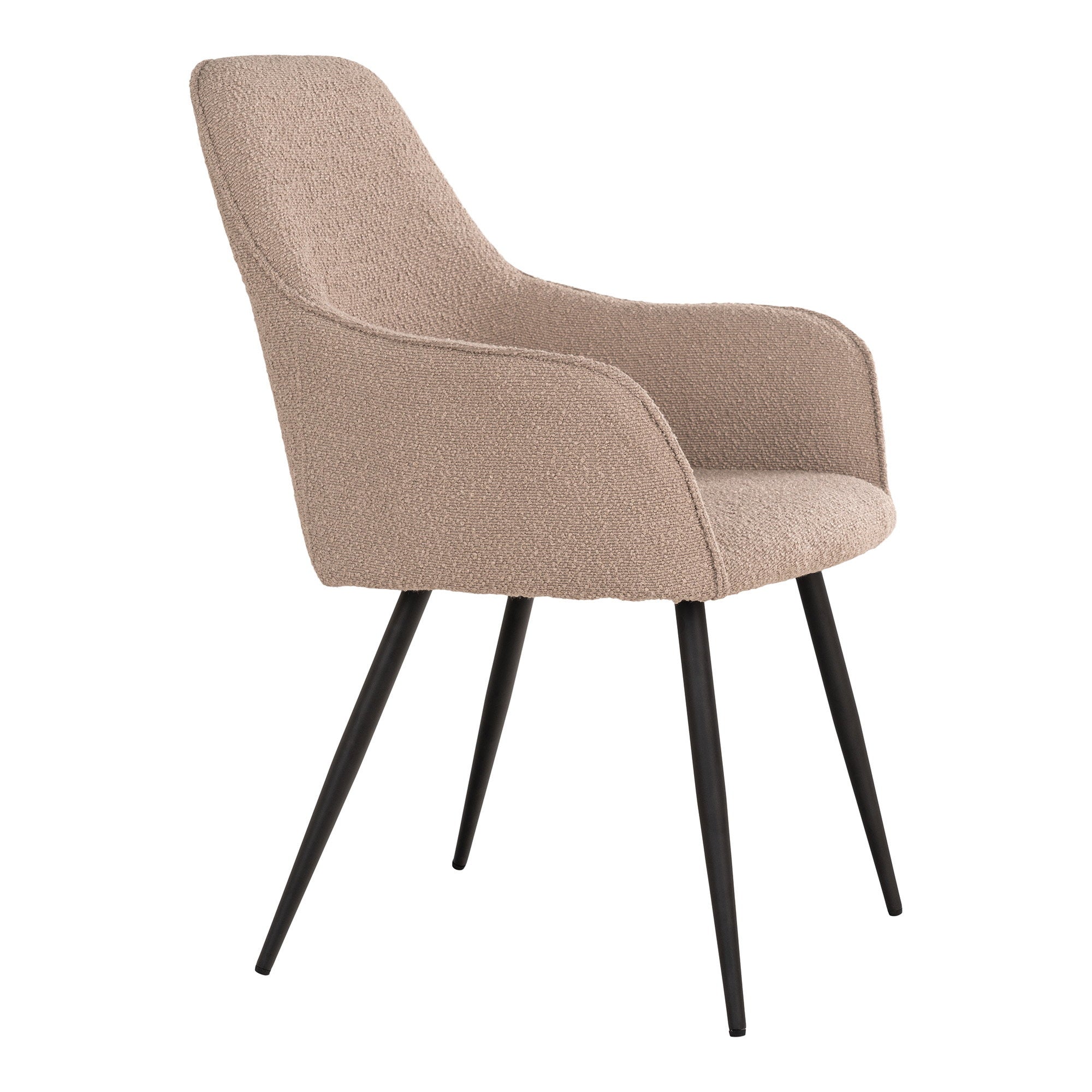 Harbo Eetkamerstoel - Eetkamerstoel, bouclé, beige, zwarte poten HN1233 (set van 2)