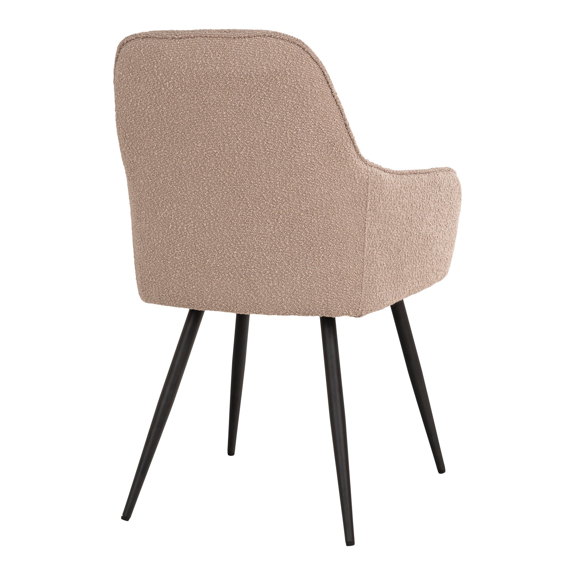 Harbo Eetkamerstoel - Eetkamerstoel, bouclé, beige, zwarte poten HN1233 (set van 2)