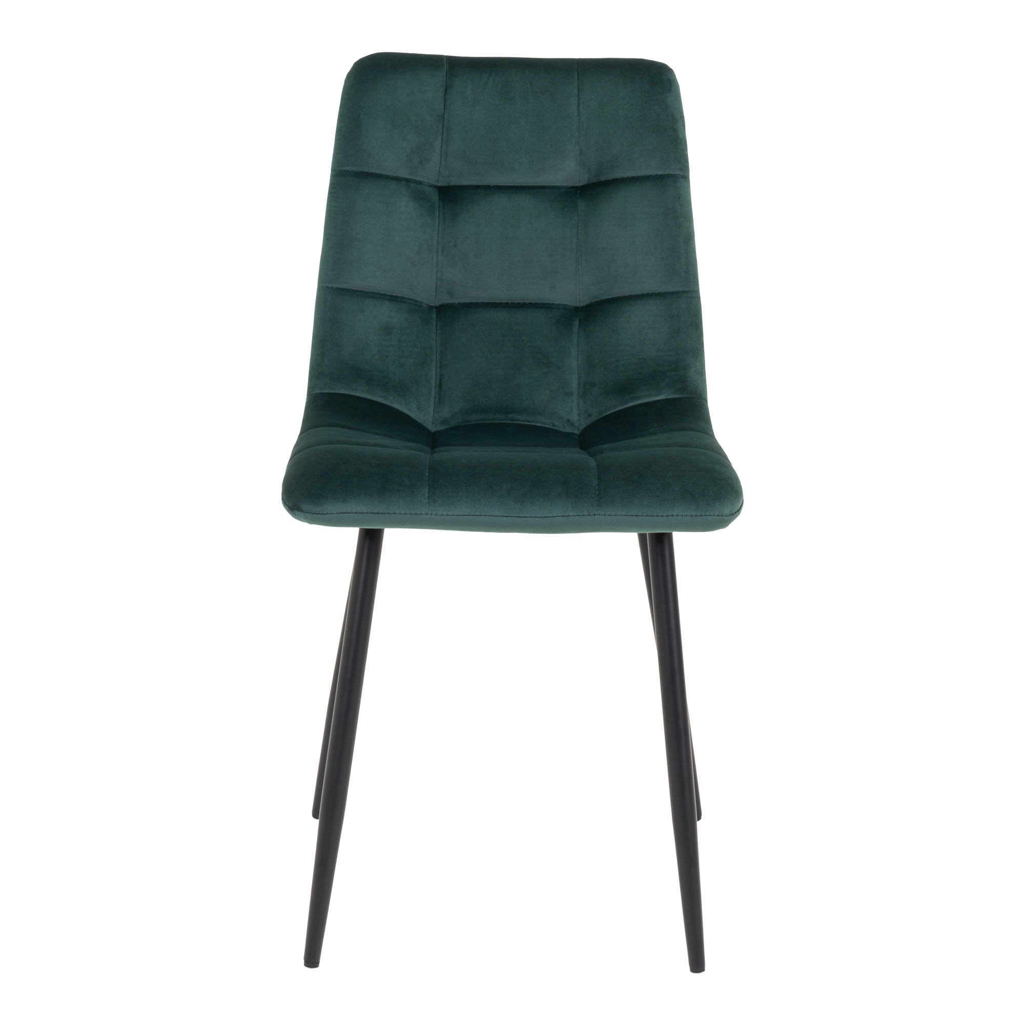 Middelfart Dining Chair - Eetkamerstoel, fluweel, donkergroen, zwarte poten HN1006 (set van 2)
