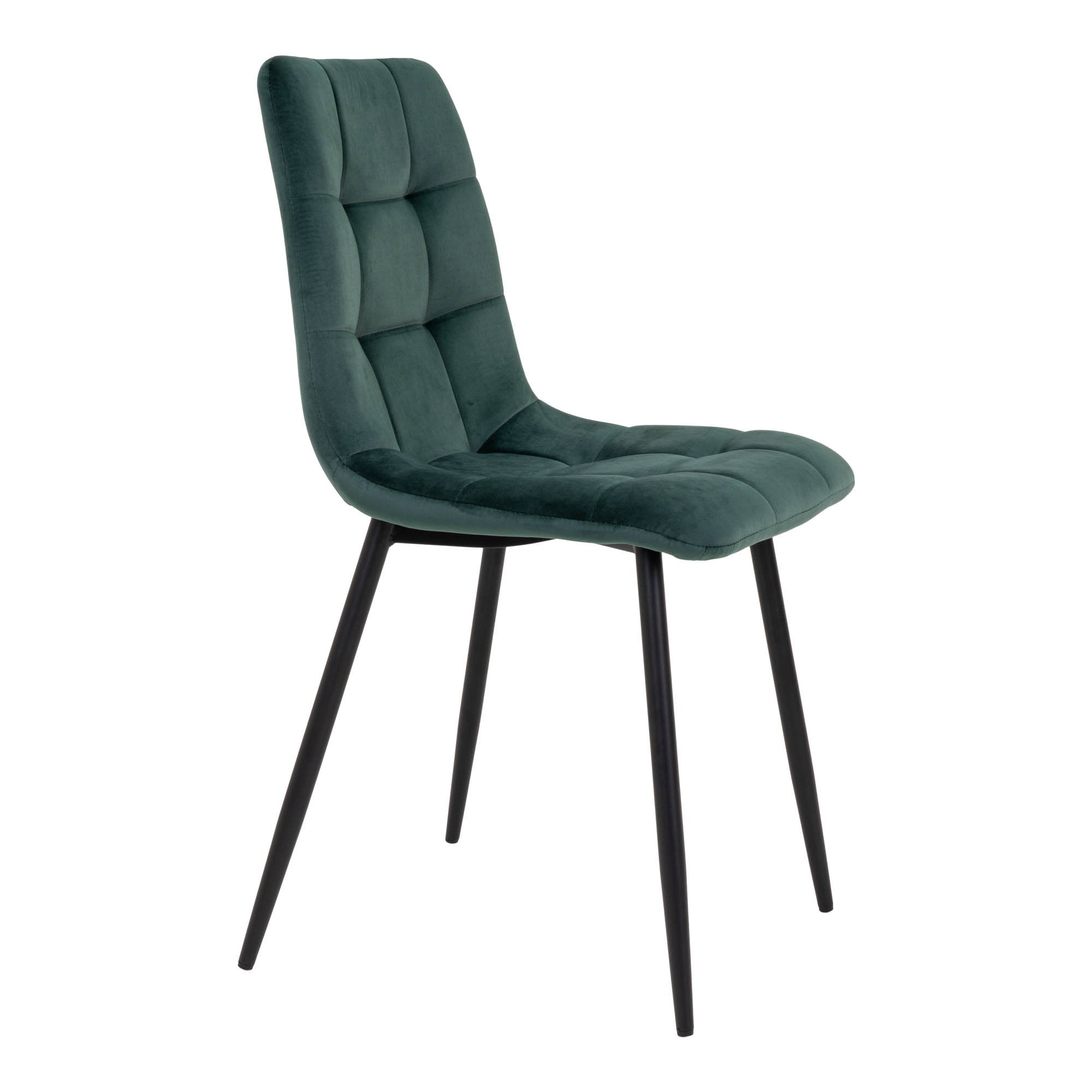 Middelfart Dining Chair - Eetkamerstoel, fluweel, donkergroen, zwarte poten HN1006 (set van 2)