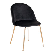 Geneve Eetkamerstoel - Eetkamerstoel in fluweel, zwart met messinglook poten HN1207 (set van 2)