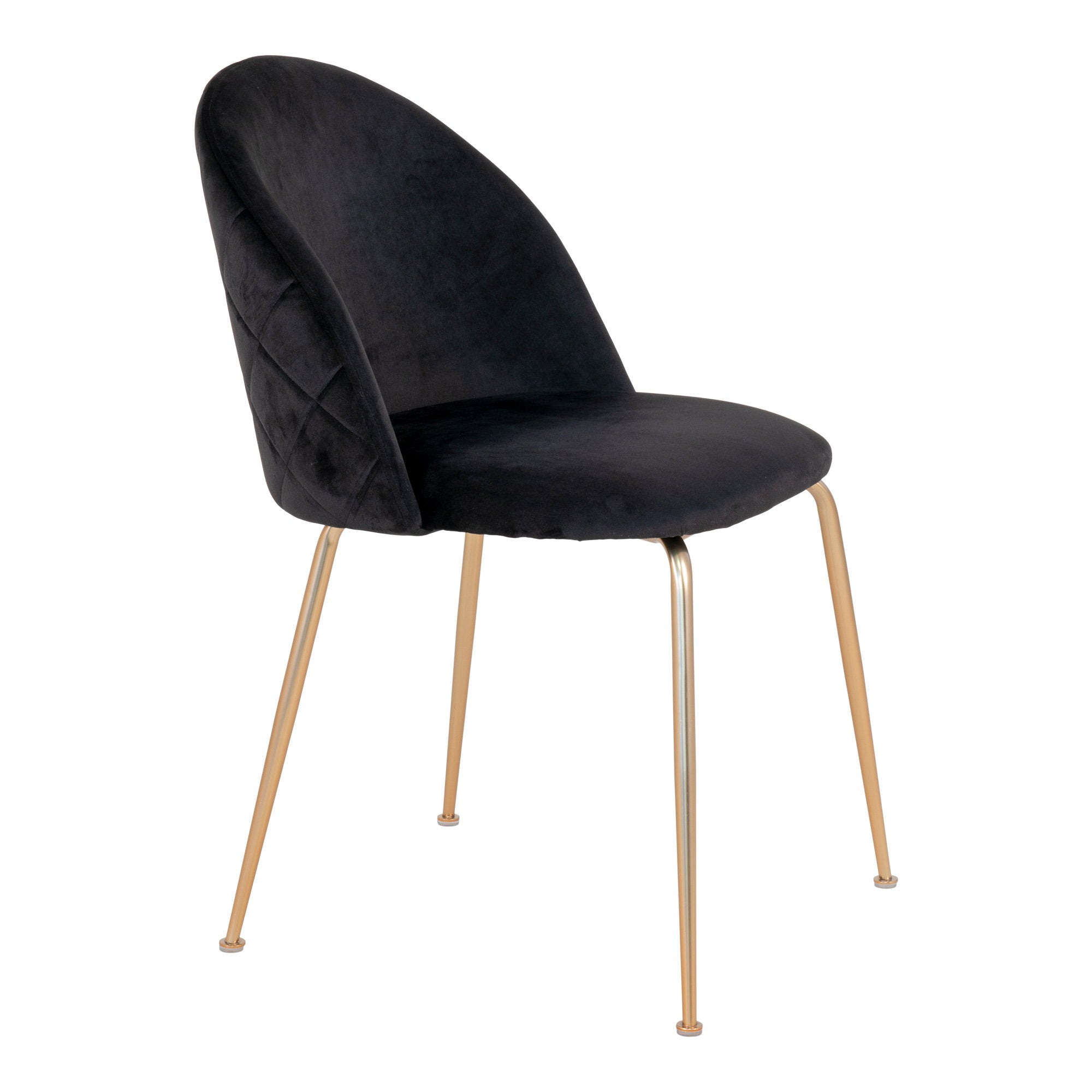 Geneve Eetkamerstoel - Eetkamerstoel in fluweel, zwart met messinglook poten HN1207 (set van 2)