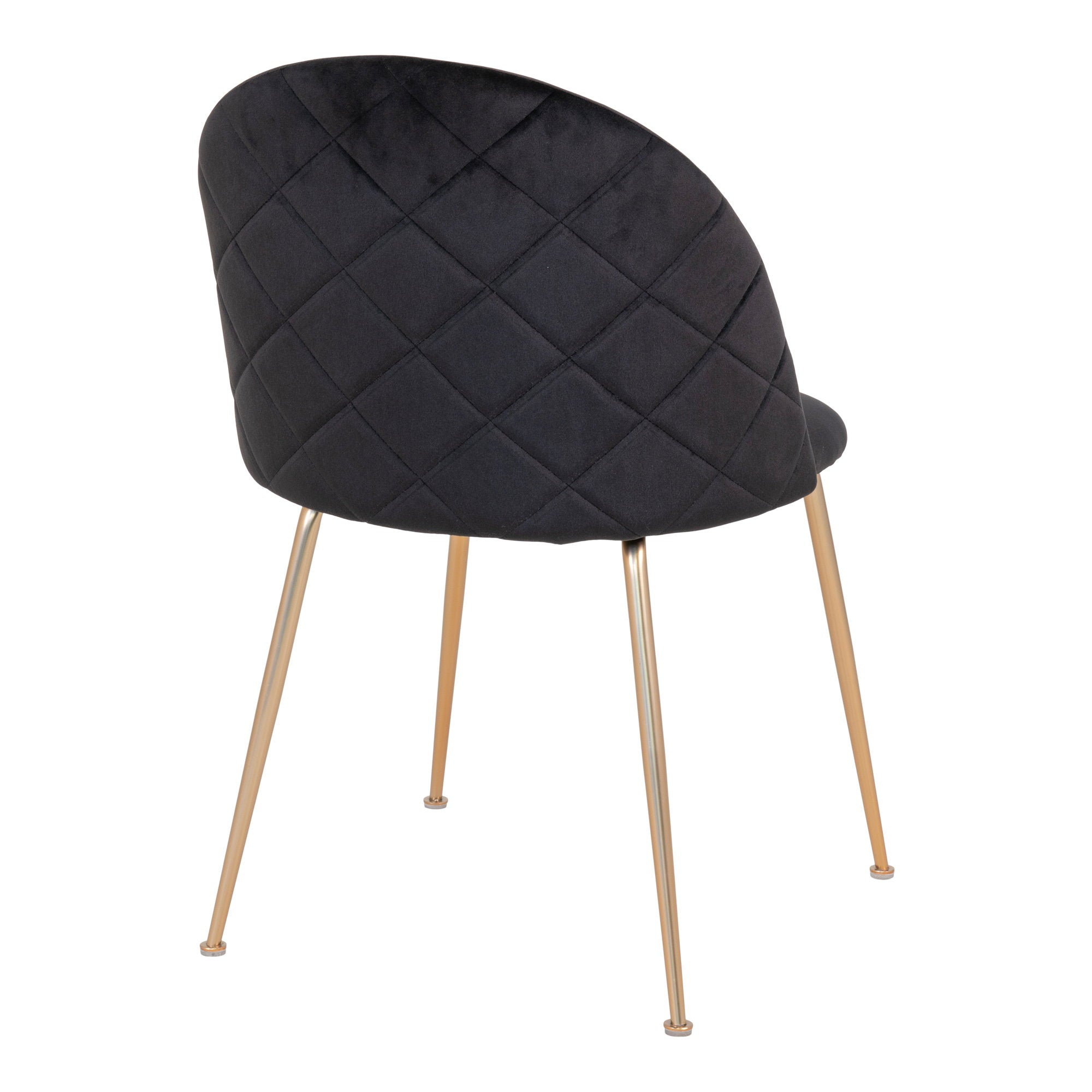 Geneve Eetkamerstoel - Eetkamerstoel in fluweel, zwart met messinglook poten HN1207 (set van 2)