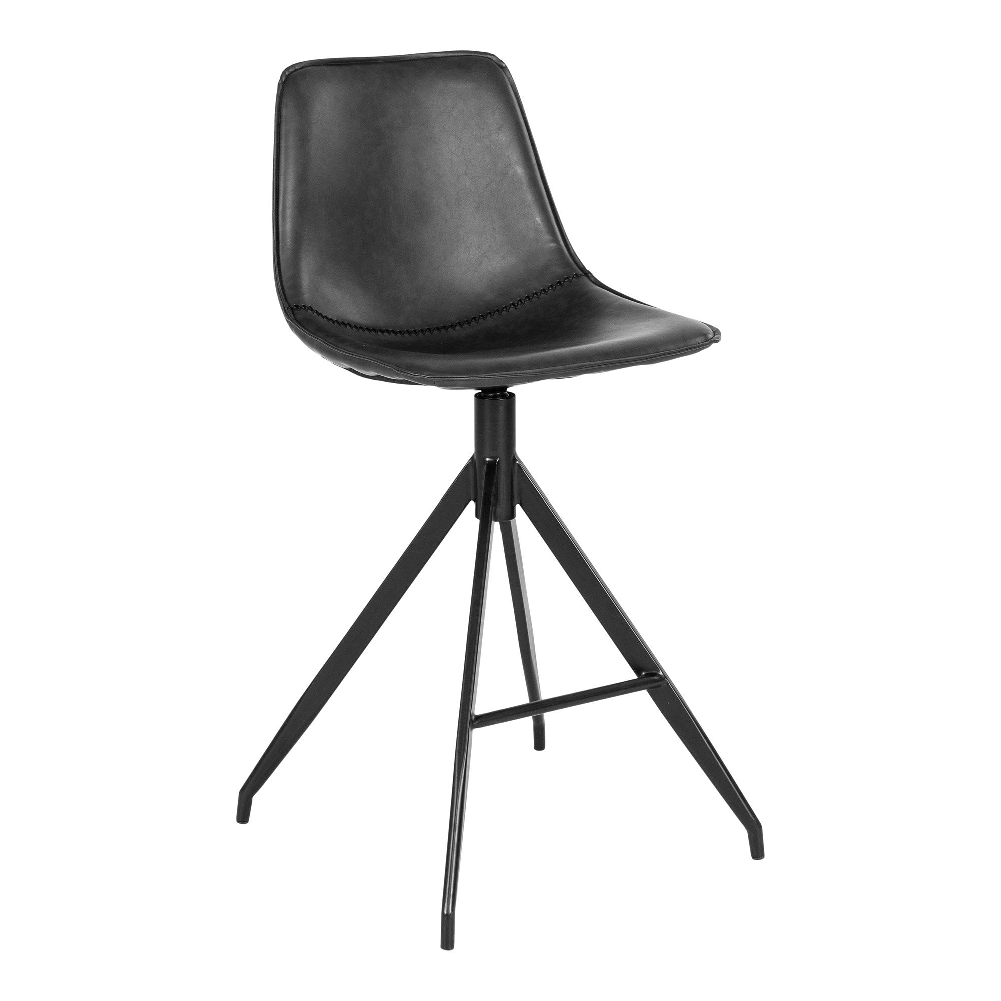 Monaco Counterstoel - Counterstoel, PU-leer, zwart, zwarte poten HN1228 (set van 2)