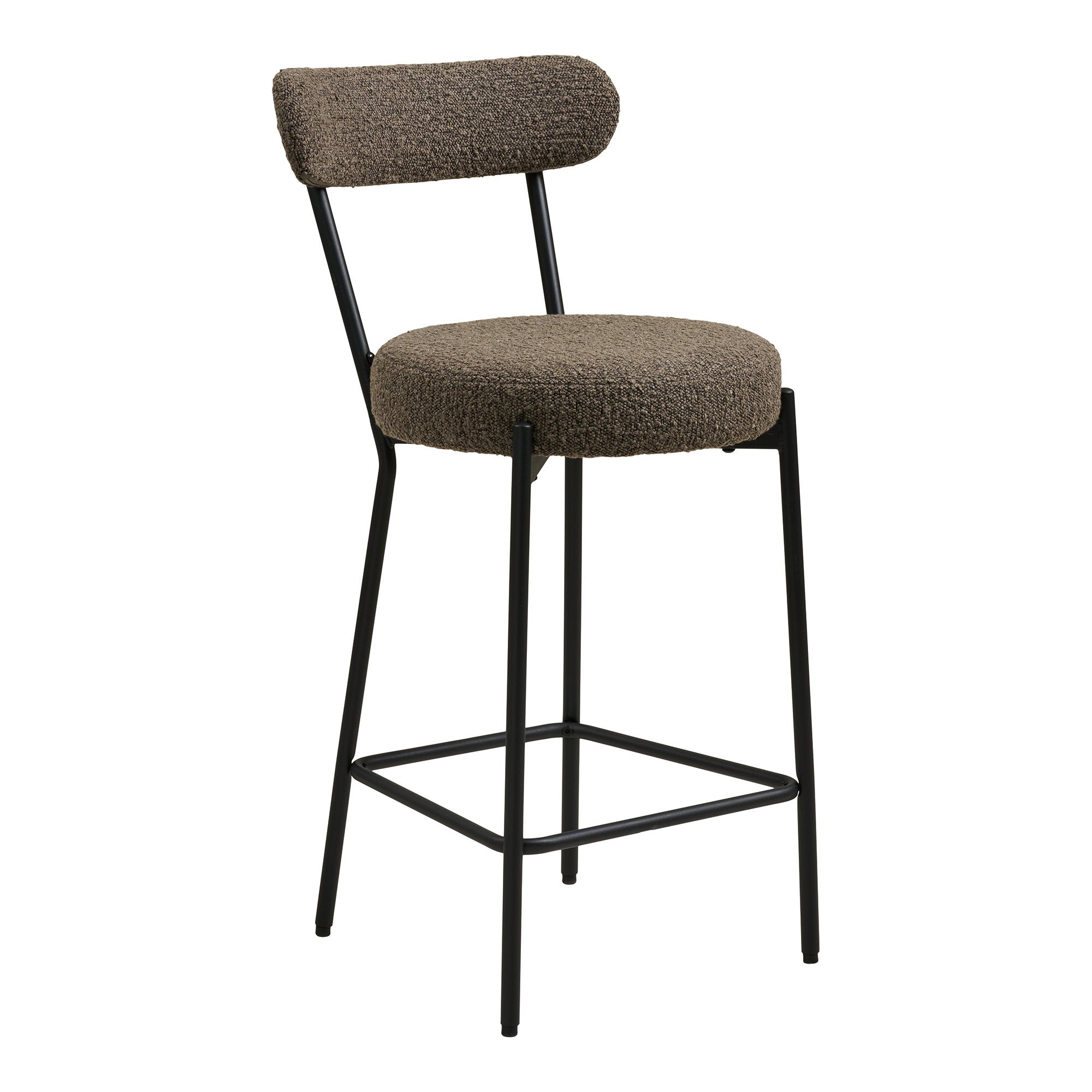 Badalona Counterstoel - Counterstoel, bouclé, bruin, zwarte poten HN1064 - barkruk