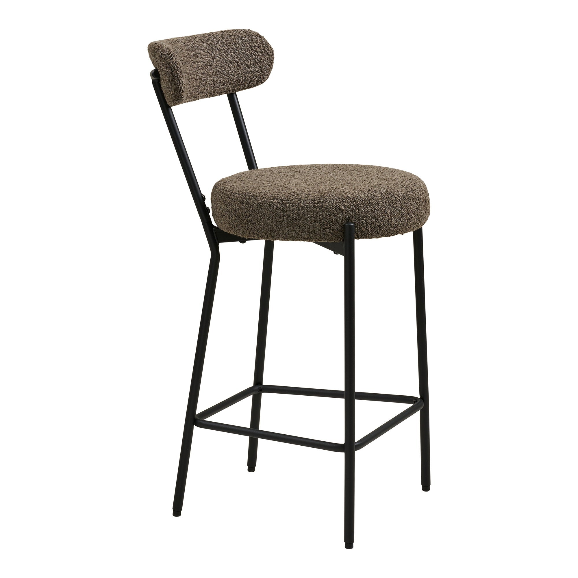Badalona Counterstoel - Counterstoel, bouclé, bruin, zwarte poten HN1064 - barkruk