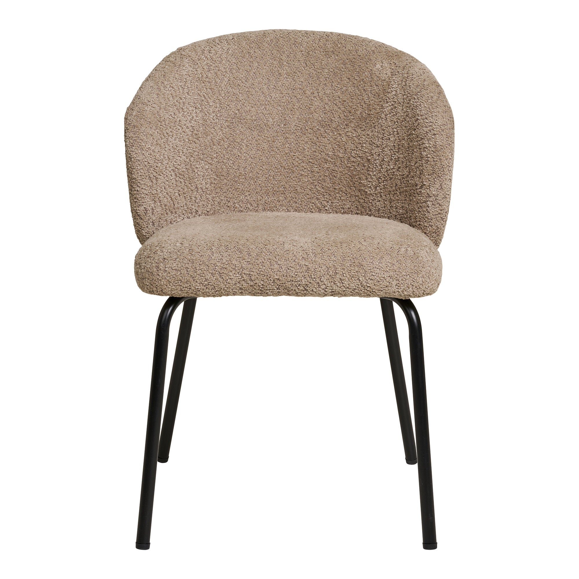 Safira Eetkamerstoel - Eetkamerstoel, bouclé, beige, zwarte poten HN1266 (set van 2)