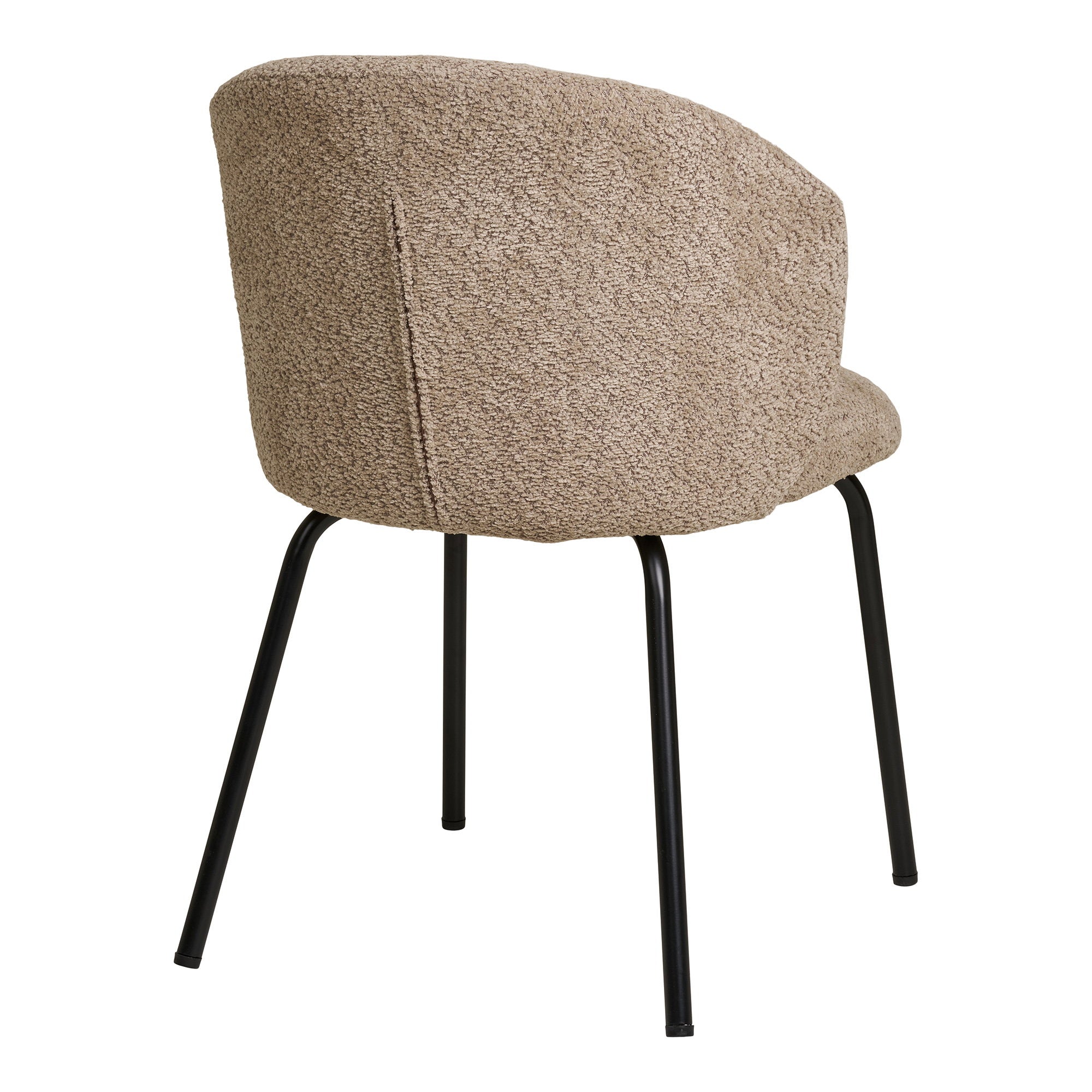Safira Eetkamerstoel - Eetkamerstoel, bouclé, beige, zwarte poten HN1266 (set van 2)
