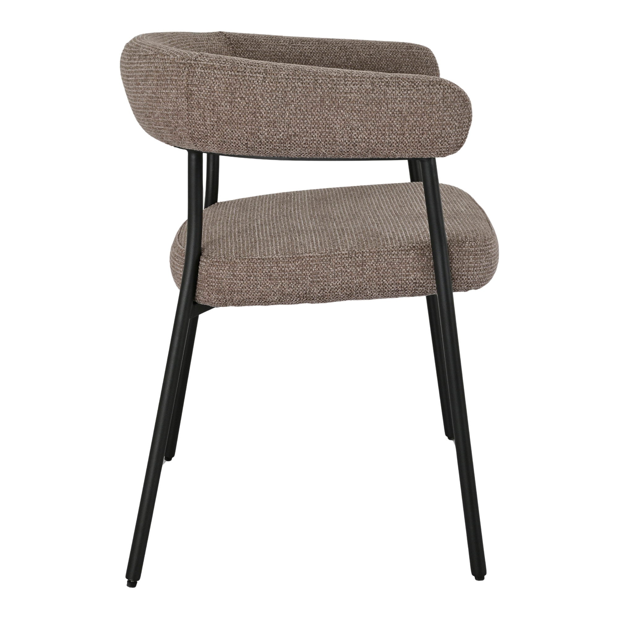 Trivio Dining Chair - Eetkamerstoel, bruin met zwarte poten HN1314 (set van 2)