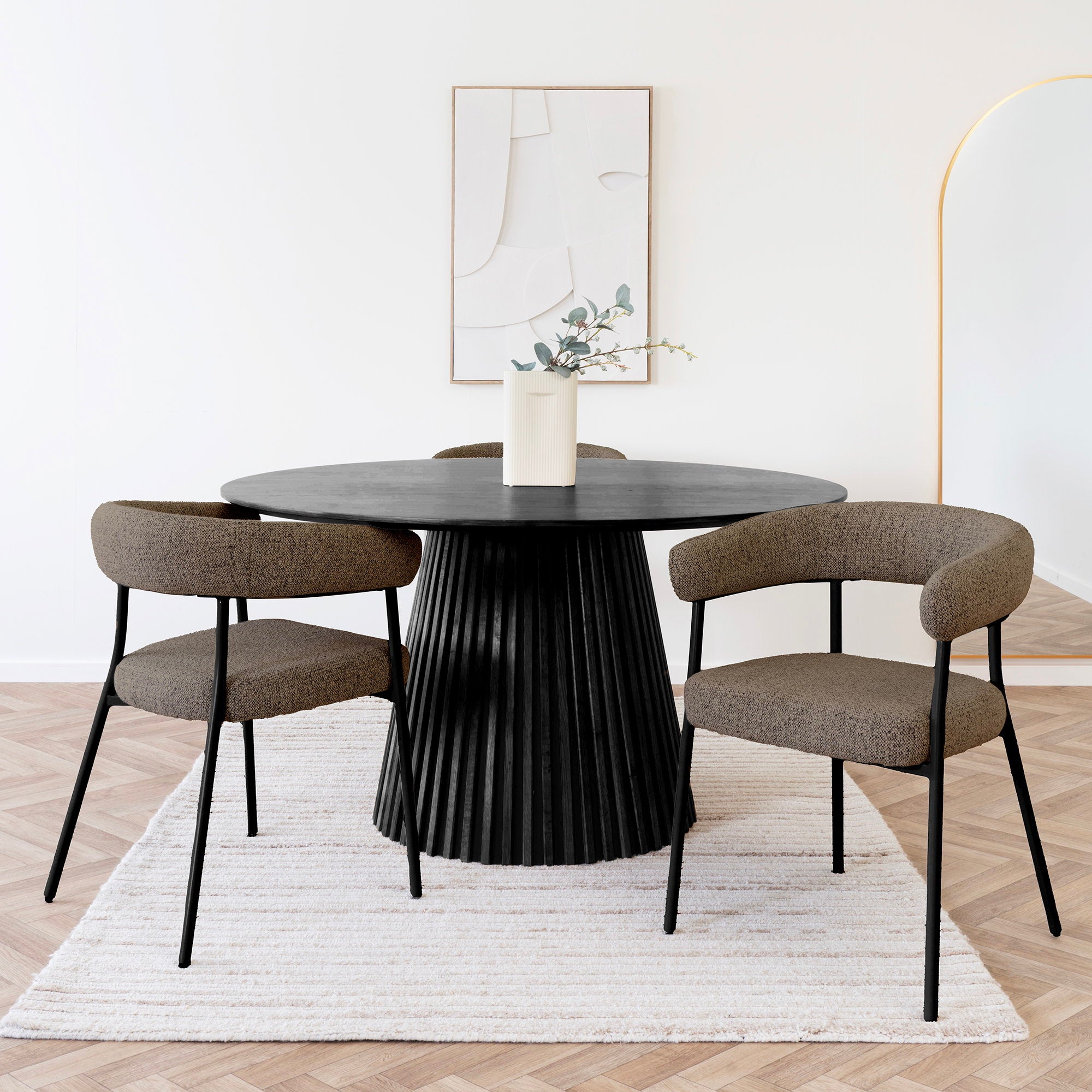 Trivio Dining Chair - Eetkamerstoel, bruin met zwarte poten HN1314 (set van 2)