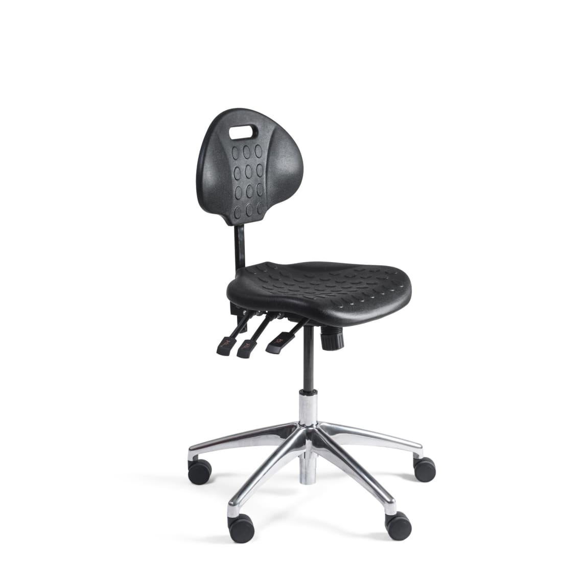Workliving werkstoel PU-laag - aluminium onderstel - wielen - (N)EN 1335 - baliestoel - kassastoel