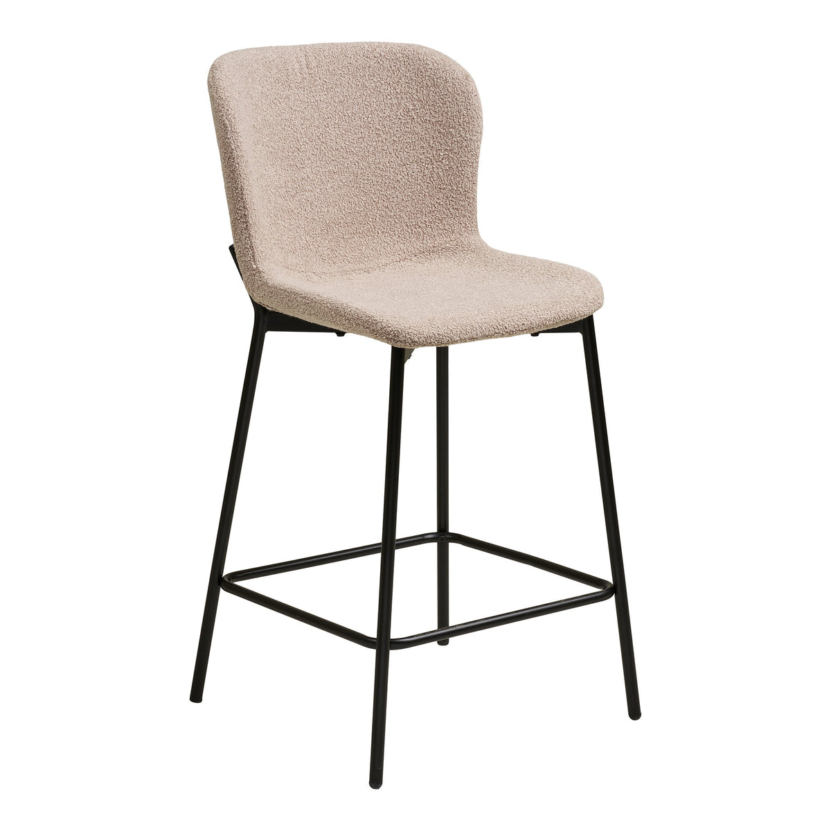 Maceda Counter Chair - Counterstoel, barkruk, bouclé, beige, zwarte poten HN1239 (set van 2)