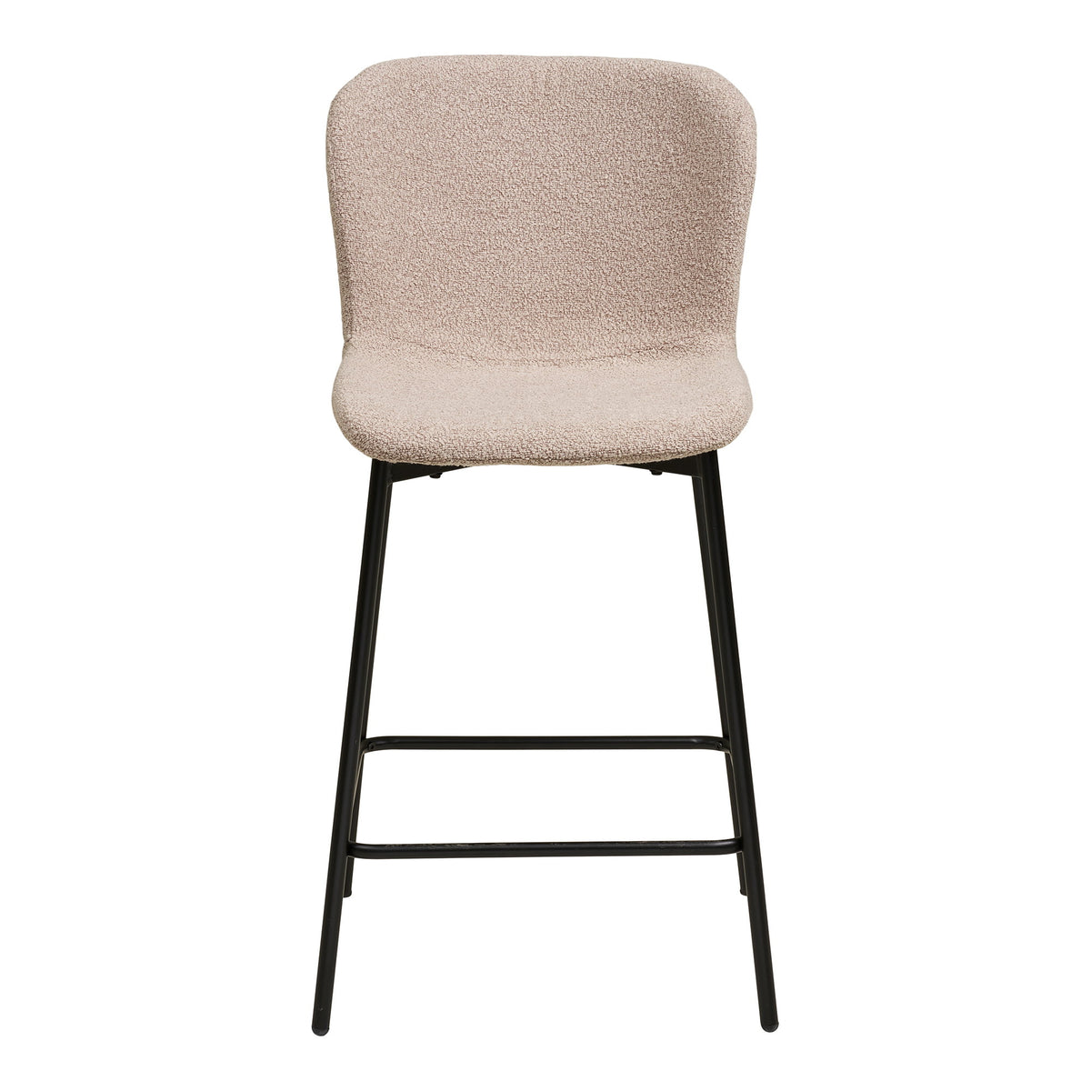 Maceda Counter Chair - Counterstoel, barkruk, bouclé, beige, zwarte poten HN1239 (set van 2)