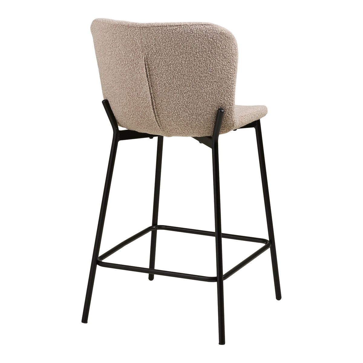 Maceda Counter Chair - Counterstoel, barkruk, bouclé, beige, zwarte poten HN1239 (set van 2)