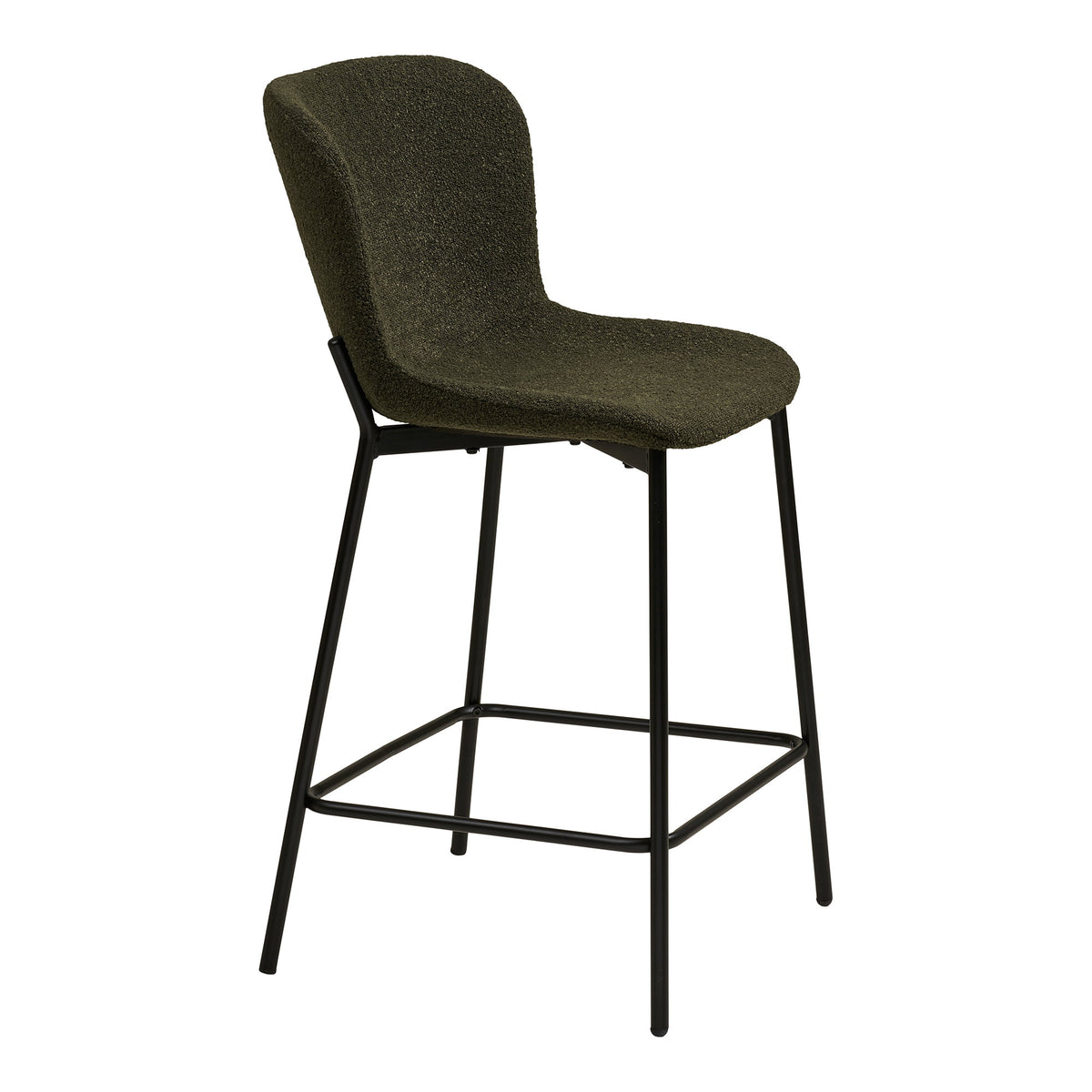 Maceda Counter Chair - counterstoel, bouclé, groen, zwarte poten HN1241 (set van 2)