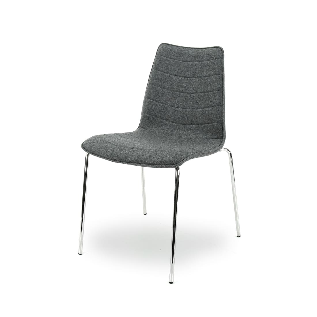 Workliving Verona eetkamerstoel/vergaderstoel - middengrijs wolvilt - chroomonderstel