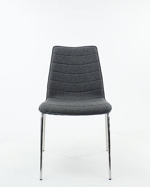 Workliving Verona eetkamerstoel/vergaderstoel - middengrijs wolvilt - chroomonderstel