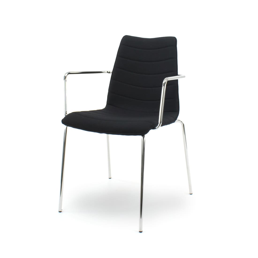 Workliving Verona Eetkamerstoel / Vergaderstoel met Armleuning - Zwart Mirage - Chroom onderstel