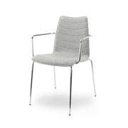 Workliving Verona eetkamerstoel/vergaderstoel met armleuning - lichtgrijs wolvilt - chroom onderstel