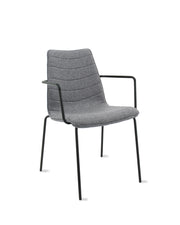 Workliving Verona eetkamerstoel/vergaderstoel - met armleuningen - wolvilt Fenice 602 middengrijs - zwart frame